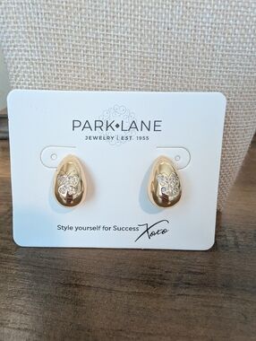 Park Lane Gold Teardrop Earrings with Crystal Butterfly Accents